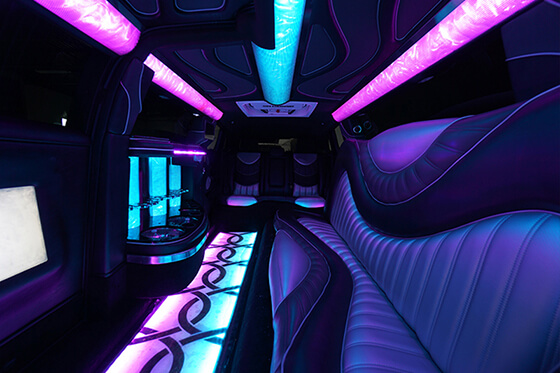 Limo interior with LED lights