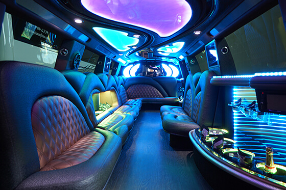 Luxurious Galveston limo bus interior
