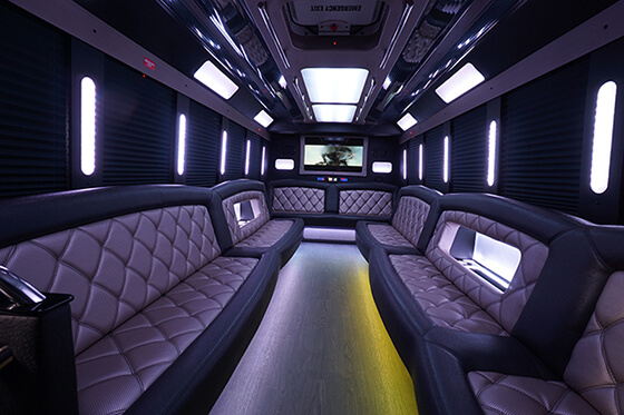 Inside a party bus rental