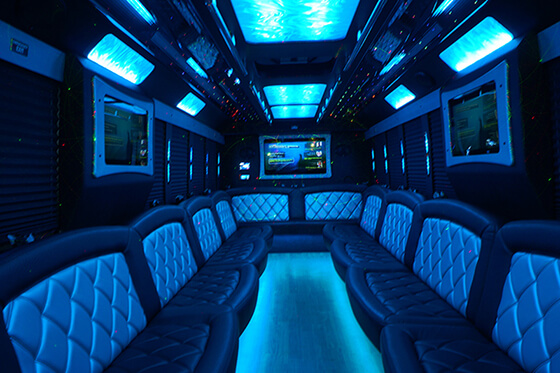 Party bus rental with LED lighting