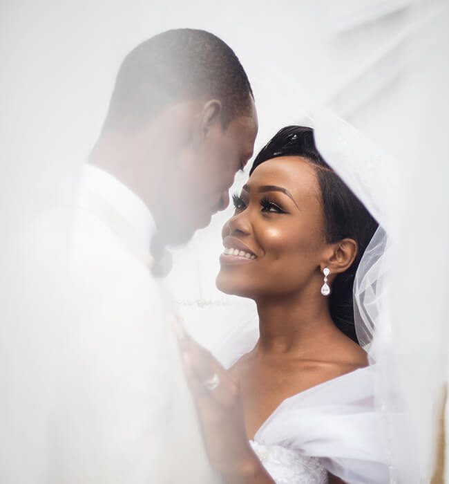 Happy couple on their wedding day