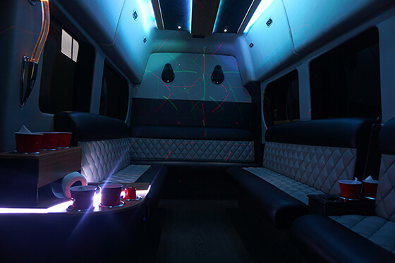 Inside a limo van