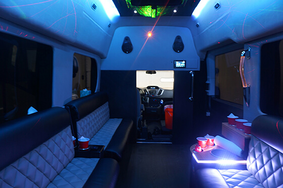 Luxurious limo van interior
