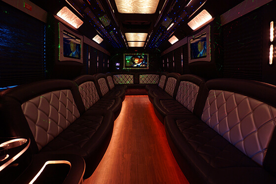 Plush Galveston party bus rental