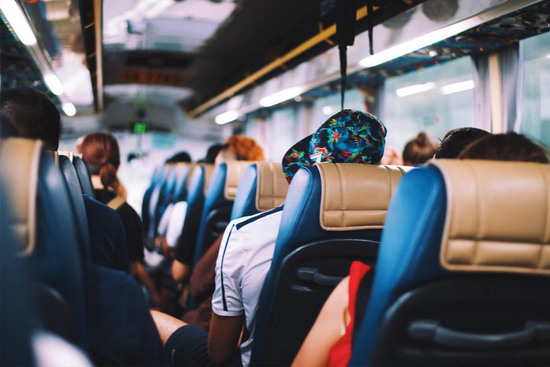 Inside a modern Galveston bus
